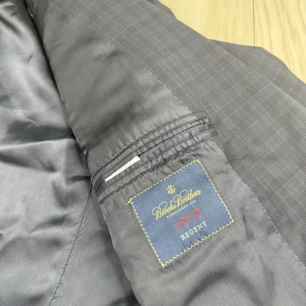 Brooks Brothers 1818 Regent Vitale Barberis Canonico Plaid Blazer Jacket Sz 46L
